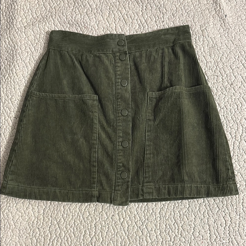 Green Corduroy Mini Skirt